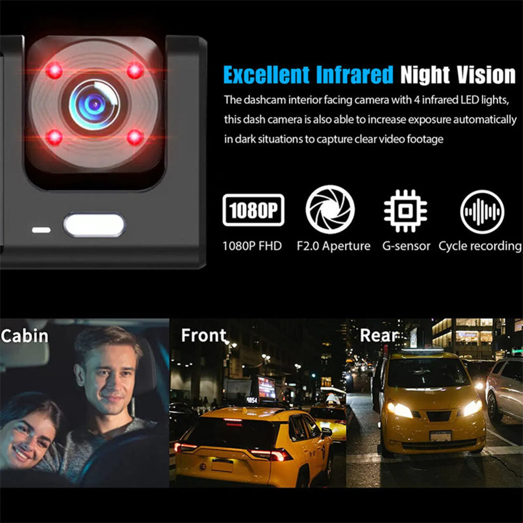 UC Aesthetics | HD Dual Dash Cam with Night Vision & Interior Passenger Recording