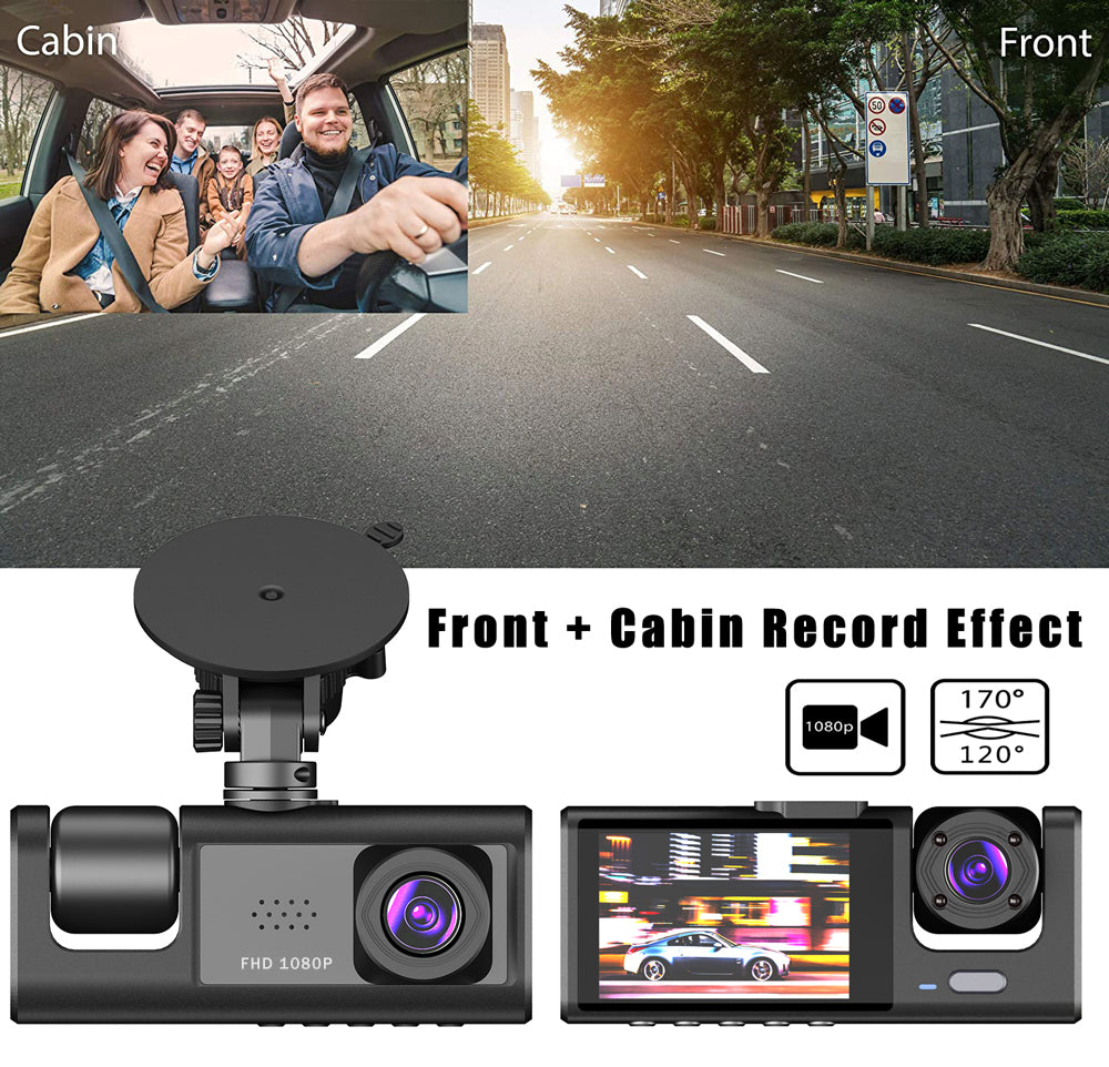 UC Aesthetics | HD Dual Dash Cam with Night Vision & Interior Passenger Recording